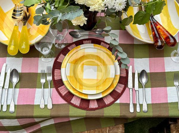 Summerill & Bishop Striped Border Placemat In Burgundy And Pink 39cm