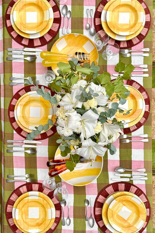 Summerill & Bishop Striped Border Placemat In Burgundy And Pink 39cm