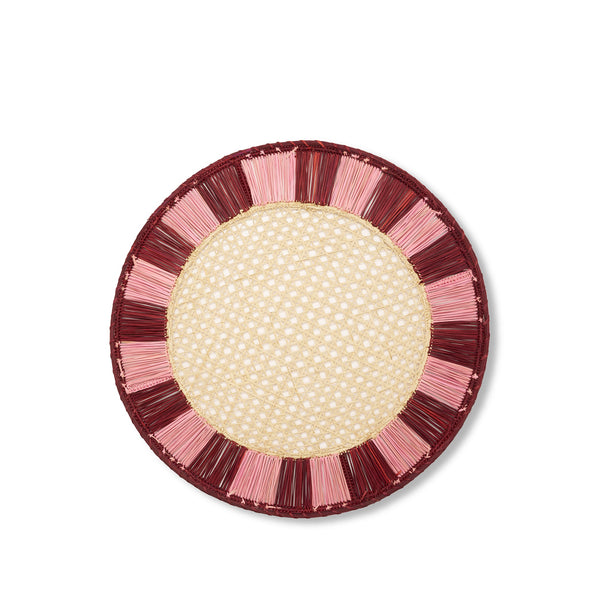 summerill & bishop Striped Border Placemat in Burgundy and Pink 39cm