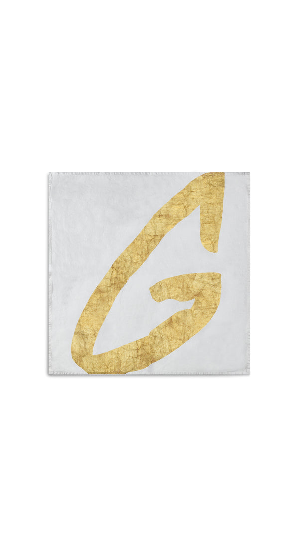 Summerill & Bishop Alphabet Napkin 'G' In Gold 50x50cm