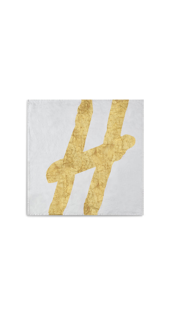 Summerill & Bishop Alphabet Napkin 'H' In Gold 50x50cm
