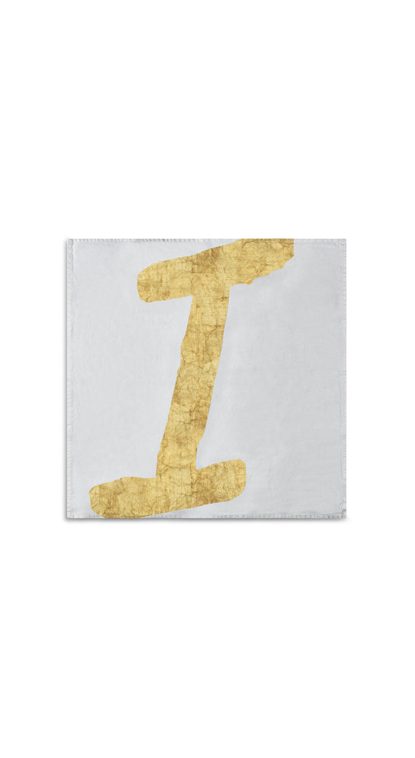 Summerill & Bishop Alphabet Napkin 'I' In Gold 50x50cm