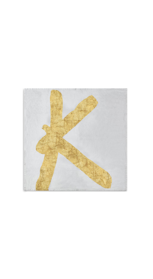 Summerill & Bishop Alphabet Napkin 'K' In Gold 50x50cm