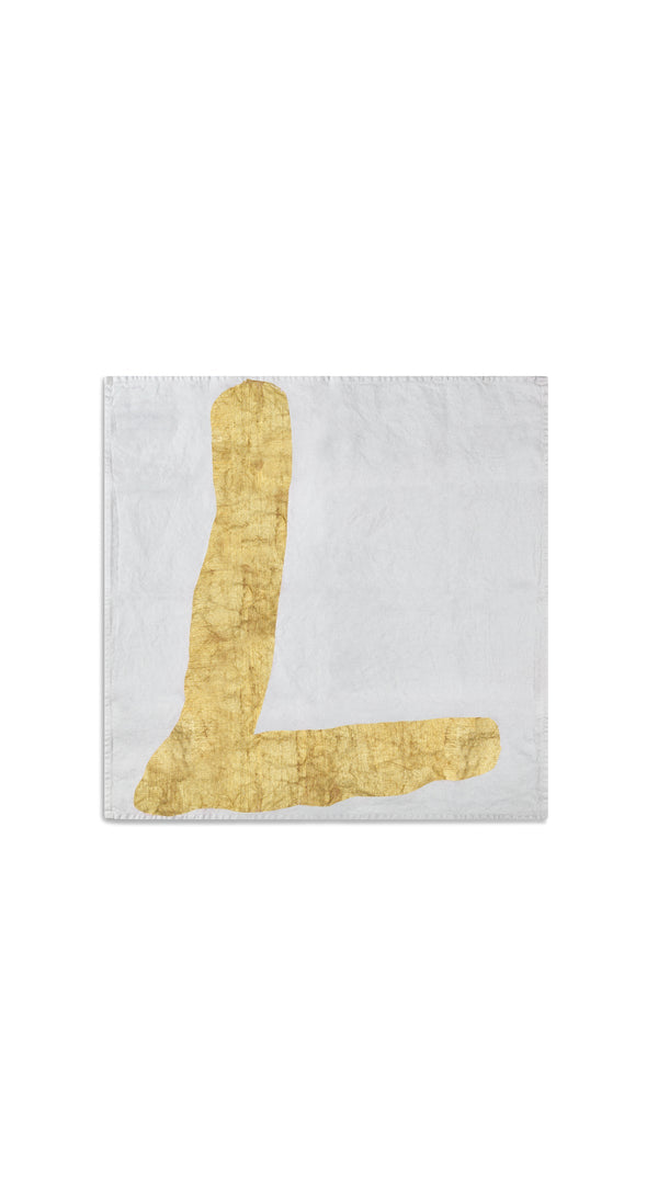 Summerill & Bishop Alphabet Napkin 'L' In Gold 50x50cm
