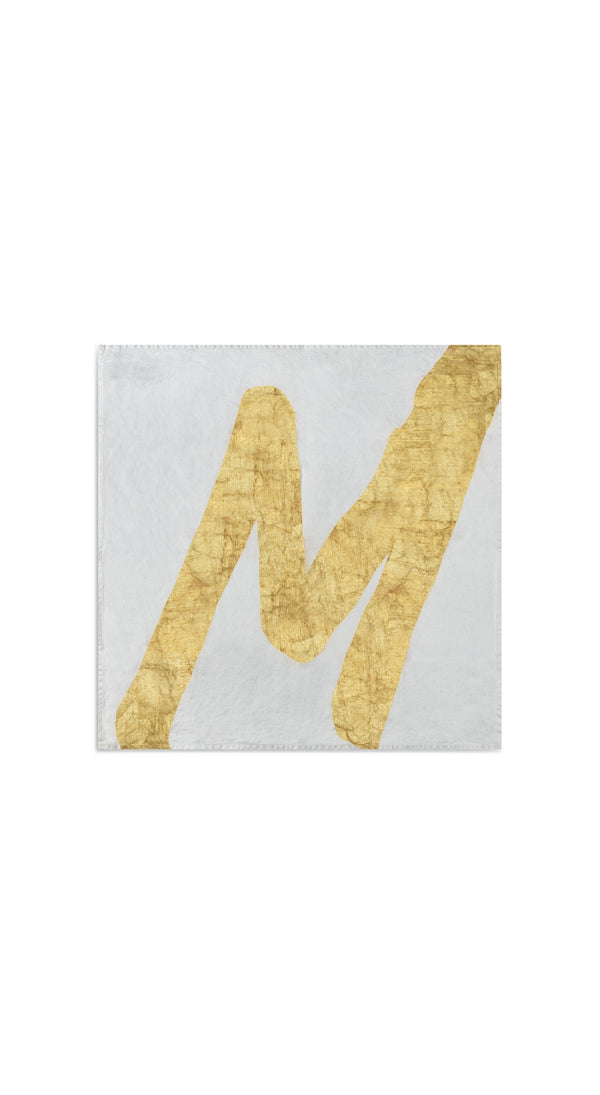 Summerill & Bishop Alphabet Napkin 'M' In Gold 50x50cm