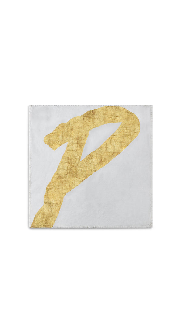 Summerill & Bishop Alphabet Napkin 'P' In Gold 50x50cm
