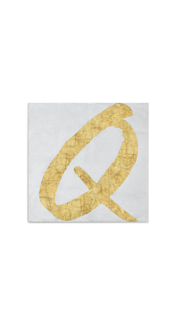 Summerill & Bishop Alphabet Napkin 'Q' In Gold 50x50cm
