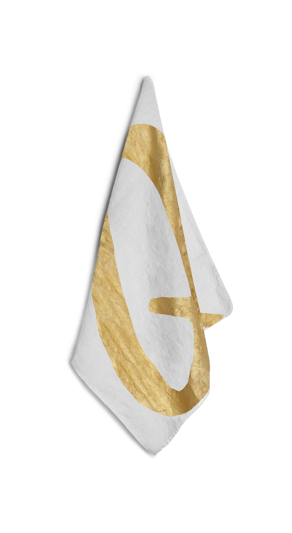 summerill & bishop Alphabet Napkin 'Q' in Gold 50x50cm