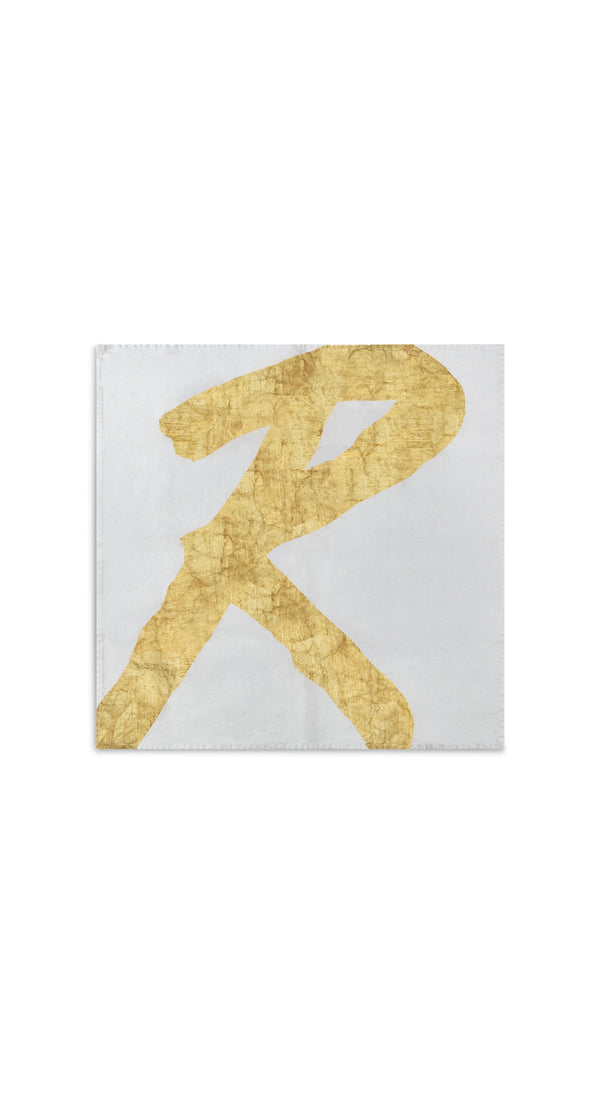 Summerill & Bishop Alphabet Napkin 'R' In Gold 50x50cm