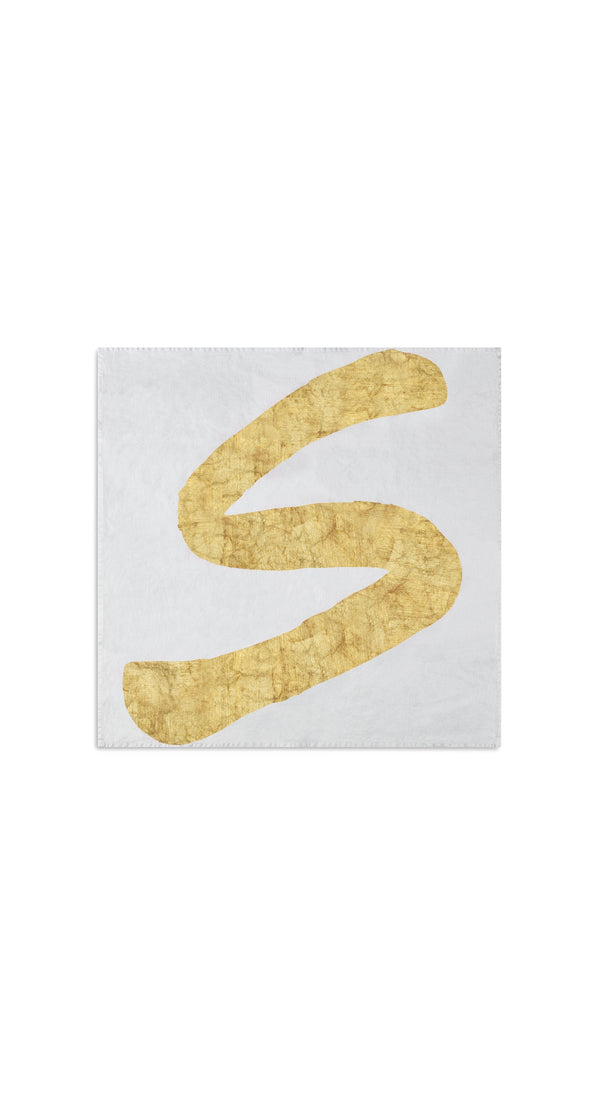 Summerill & Bishop Alphabet Napkin 'S' In Gold 50x50cm