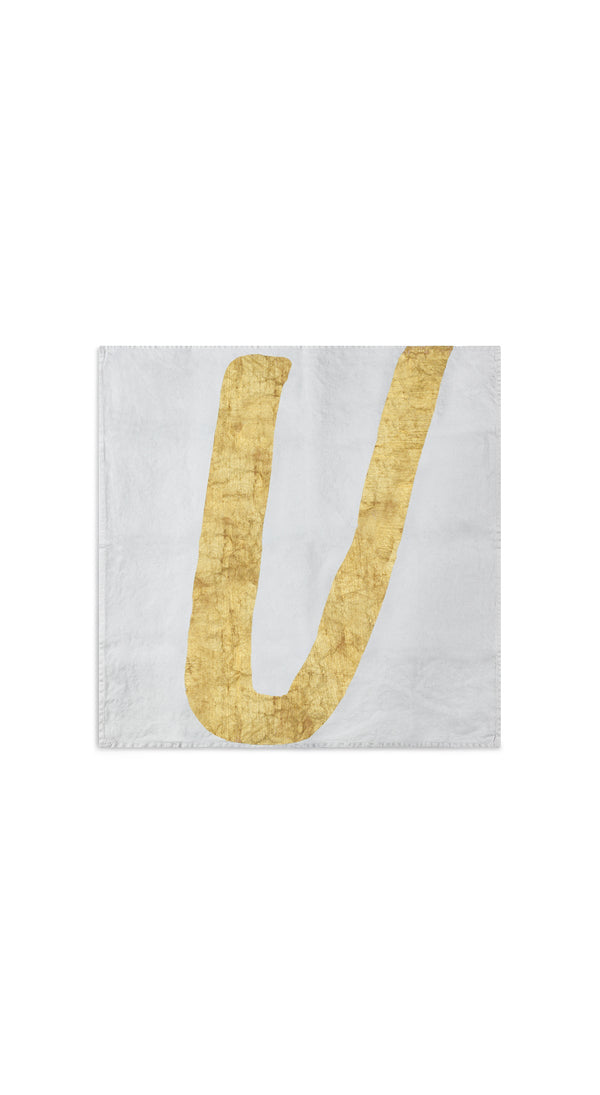 Summerill & Bishop Alphabet Napkin 'U' In Gold 50x50cm