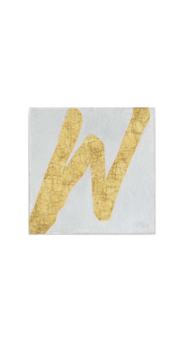 Summerill & Bishop Alphabet Napkin 'W' In Gold 50x50cm