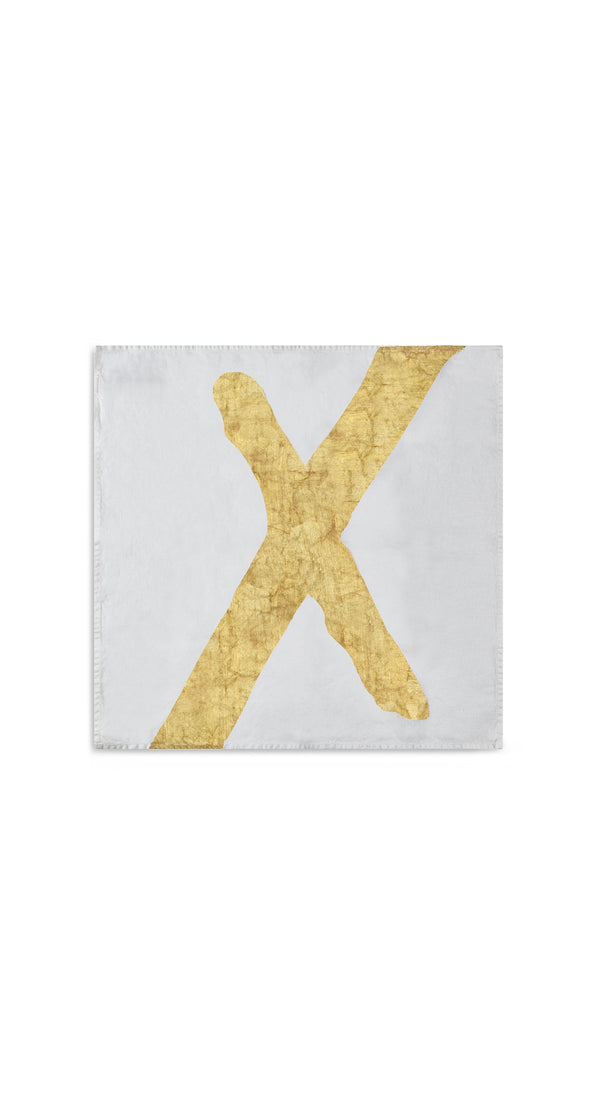 Summerill & Bishop Alphabet Napkin 'X' In Gold 50x50cm