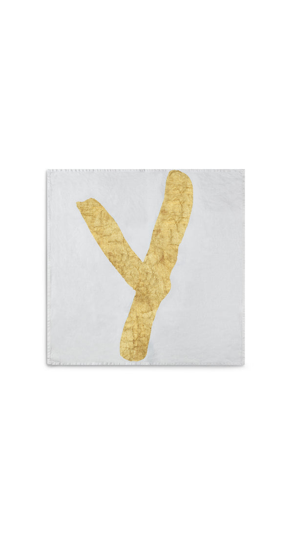 Summerill & Bishop Alphabet Napkin 'Y' In Gold 50x50cm