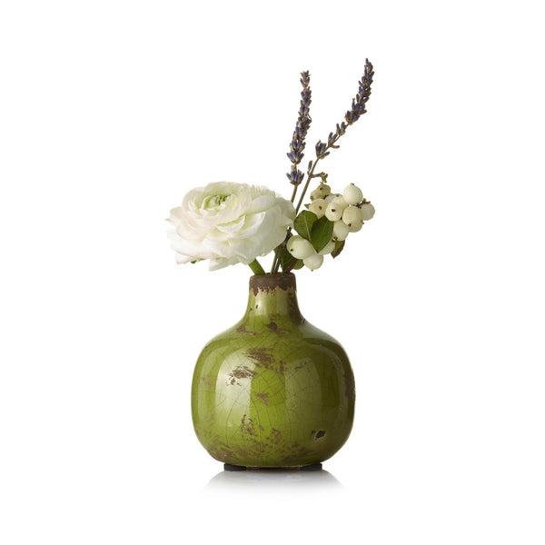 Summerill & Bishop Ceramic Crackled Vase In Green