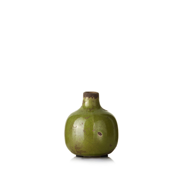 summerill & bishop Ceramic Crackled Vase in Green