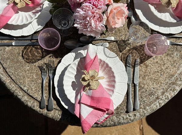 Summerill & Bishop 'Gingham' Linen Napkin In Rose Pink