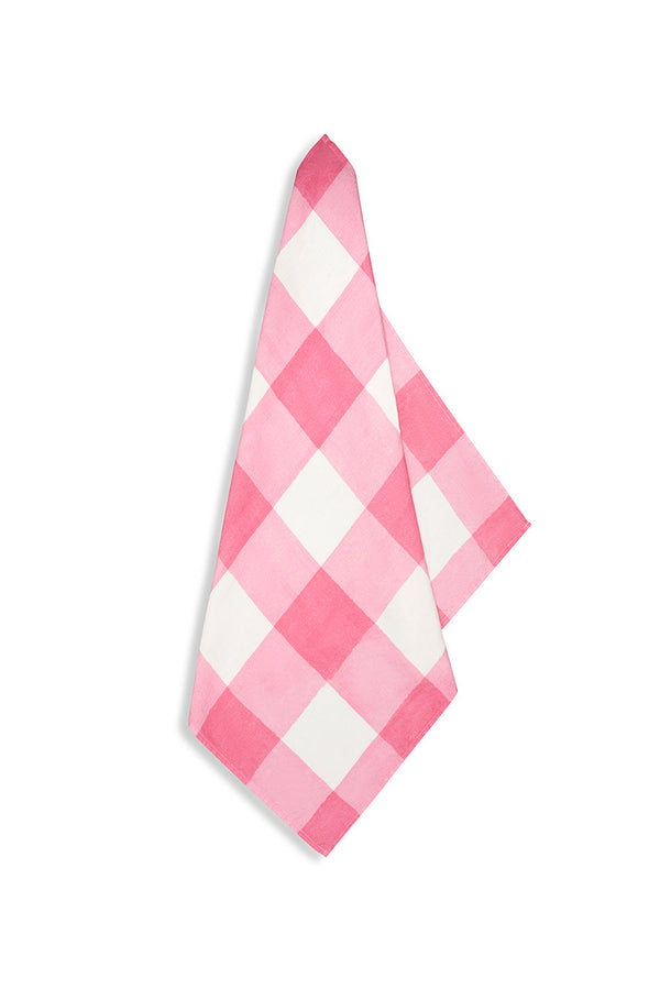 summerill & bishop 'Gingham' Linen Napkin in Rose Pink