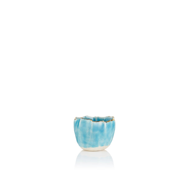 Summerill & Bishop Gold Rim Blue Pinch Pot 5cm