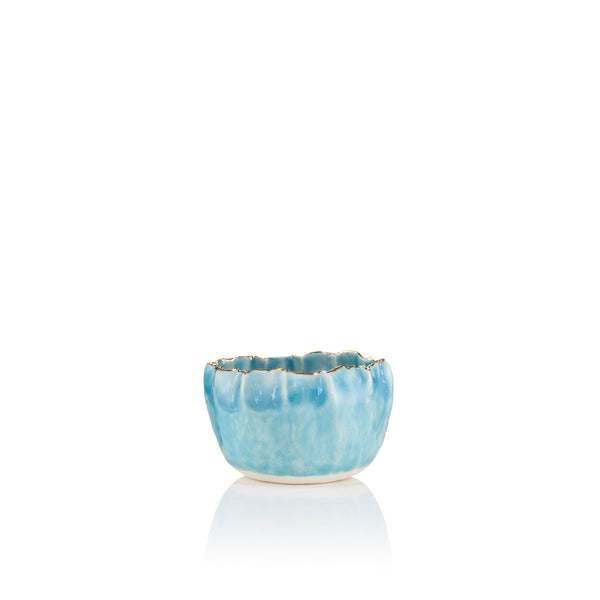 Summerill & Bishop Gold Rim Blue Pinch Pot 7cm