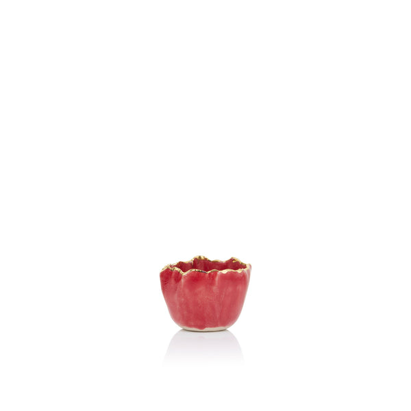 Summerill & Bishop Gold Rim Burgundy Pinch Pot 5cm