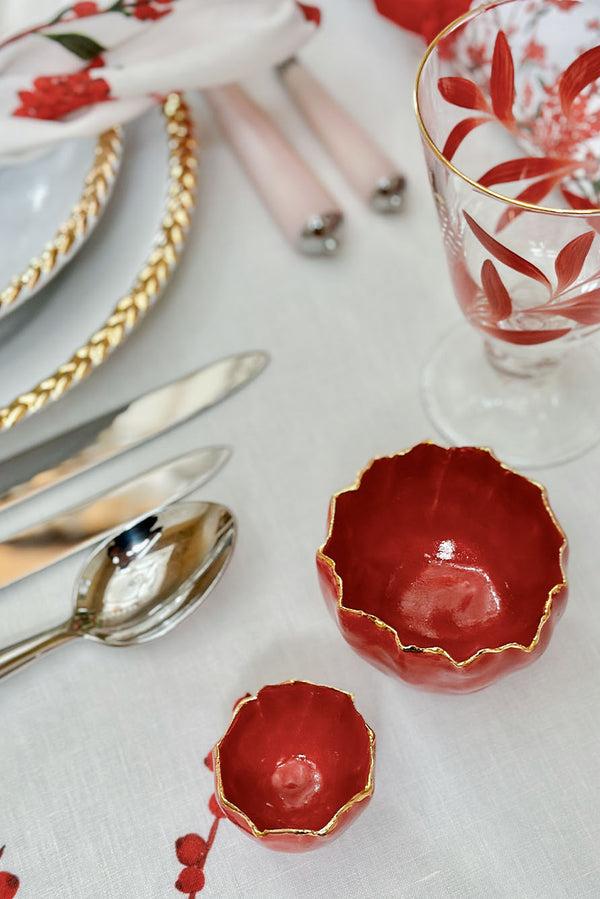 Summerill & Bishop Gold Rim Burgundy Pinch Pot 7cm