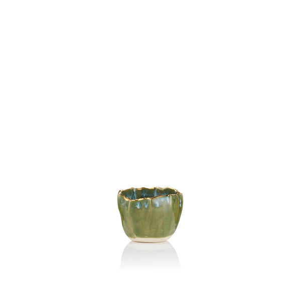Summerill & Bishop Gold Rim Green Pinch Pot 5cm