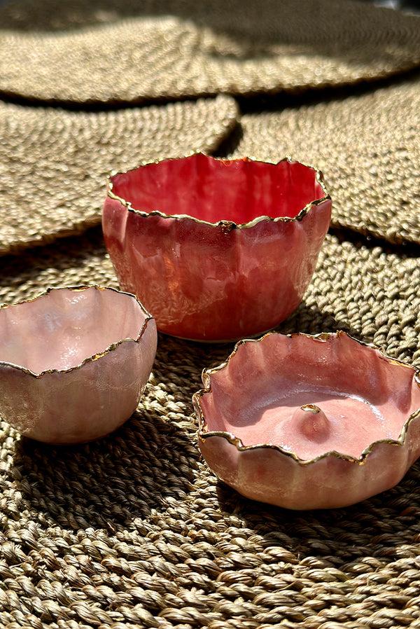 Summerill & Bishop Gold Rim Pink Pinch Pot 5cm