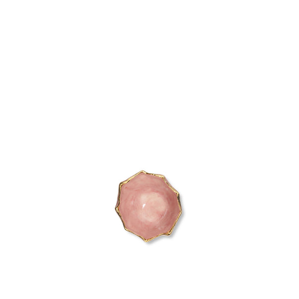 summerill & bishop Gold Rim Pink Pinch Pot 5cm
