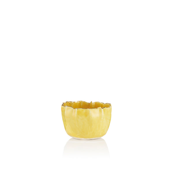 Summerill & Bishop Gold Rim Yellow Pinch Pot 7cm
