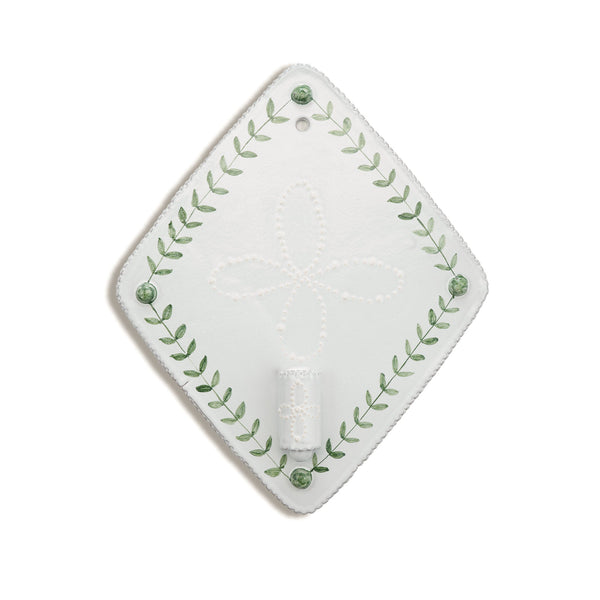 summerill & bishop Green Laurel Diamond Sconce 31cm