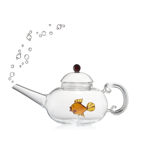 Summerill & Bishop Handblown Orange Fish Tea Pot