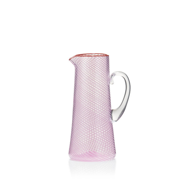 summerill & bishop Handblown Pink Filigrana Jug 22cm