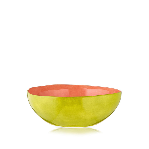 summerill & bishop Summerill & Bishop Handmade 30cm Porcelain Medium Salad Bowl in Two Tone Pink and Green