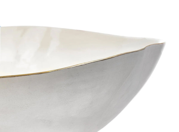 Summerill & Bishop Summerill & Bishop Handmade 43cm Porcelain Extra Large Salad Bowl With Gold Rim