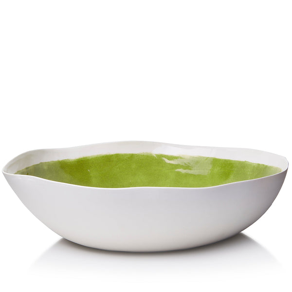 Summerill & Bishop Summerill & Bishop Handmade 43cm Porcelain Extra Large Salad Bowl With Green Glaze