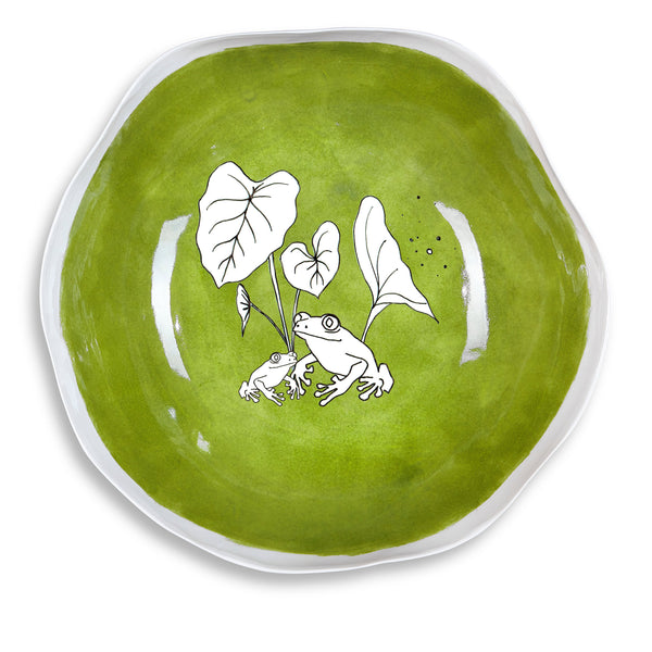 Summerill & Bishop Summerill & Bishop Handmade 43cm Porcelain Extra Large Salad Bowl With Green Glaze