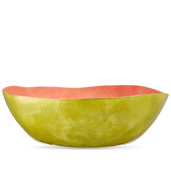 Summerill & Bishop Summerill & Bishop Handmade 43cm Porcelain Extra Large Salad Bowl In Two Tone Pink And Green