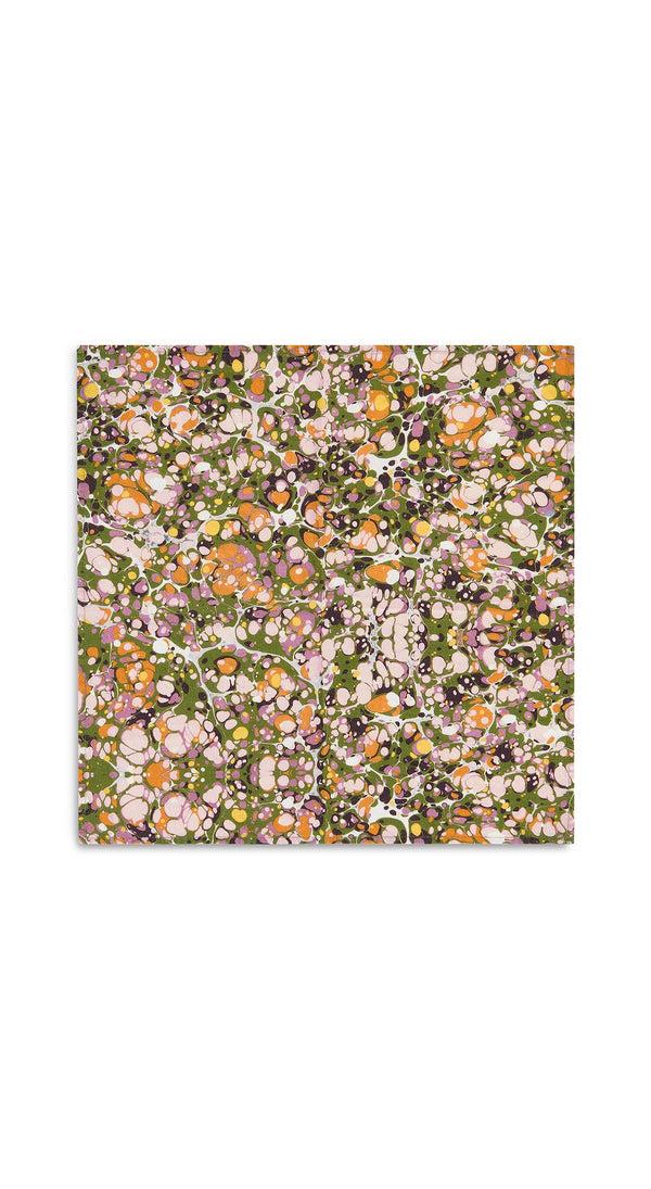 Summerill & Bishop Summerill & Bishop 'Marble' Linen Napkin In Green Rose Pink & Orange 50x50cm