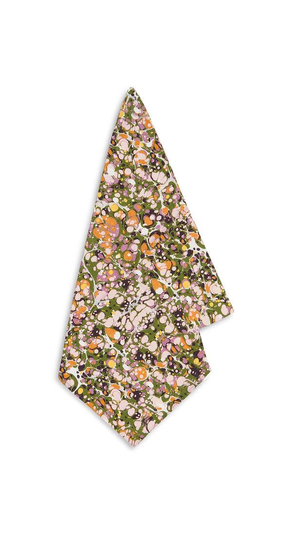summerill & bishop Summerill & Bishop 'Marble' Linen Napkin in Green Rose Pink & Orange 50x50cm