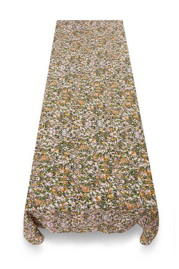 Summerill & Bishop Summerill & Bishop 'Marble' Linen Tablecloth In Green Rose Pink & Orange