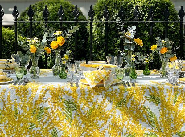 Summerill & Bishop 'Mimosa' Linen Tablecloth In Yellow