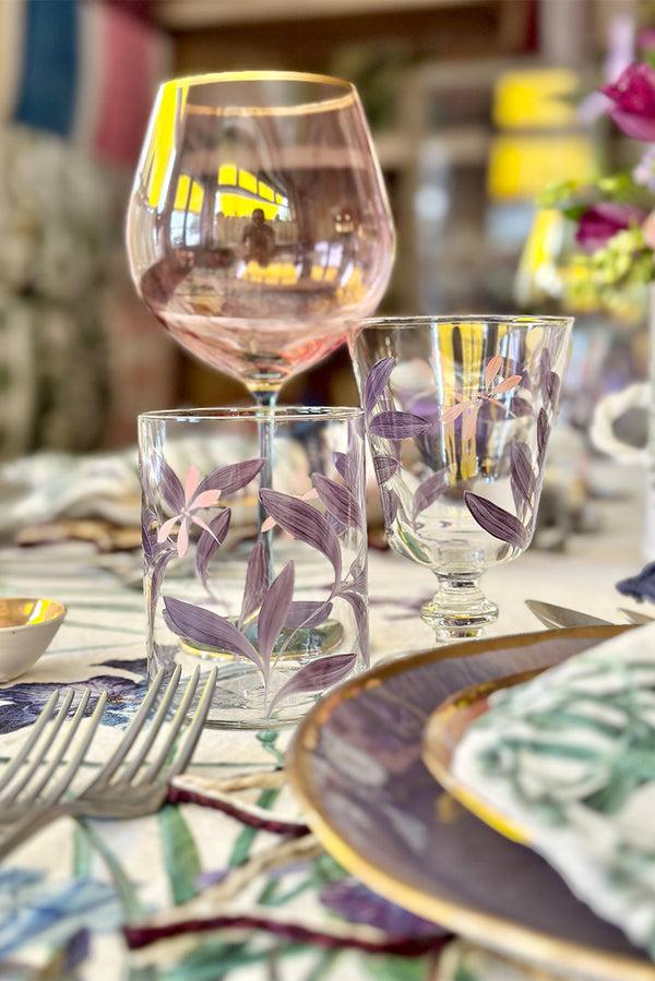 Summerill & Bishop Purple Leaf & Dragonfly Water Glass