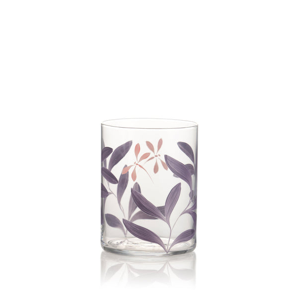 summerill & bishop Purple Leaf & Dragonfly Water Glass