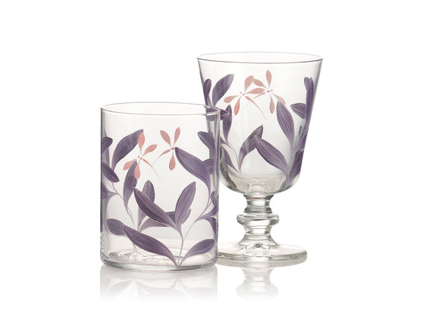 Summerill & Bishop Purple Leaf & Dragonfly Wine Glass