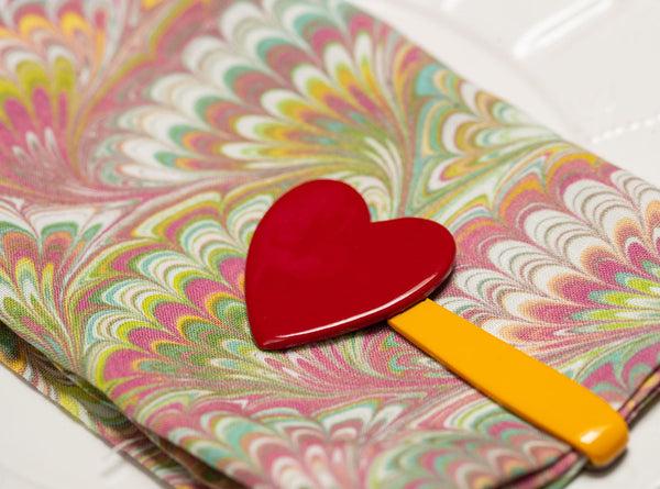 Summerill & Bishop S&B Red Heart Yellow Napkin Clip