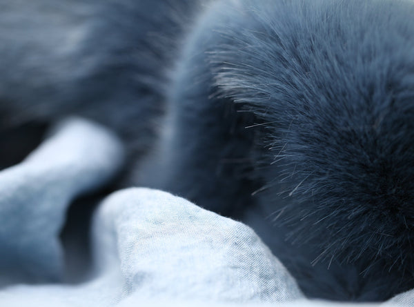 Summerill & Bishop Summerill & Bishop X Shrimps Hand Painted Linen And Faux Fur Tablecloth In Powder Blue
