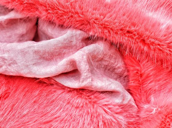 Summerill & Bishop Summerill & Bishop X Shrimps Hand Painted Linen And Faux Fur Tablecloth In Powder Pink