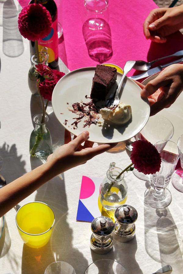 Summerill & Bishop Summerill & Bishop X The River Cafe Linen Tablecloth In Blue Pink & Yellow