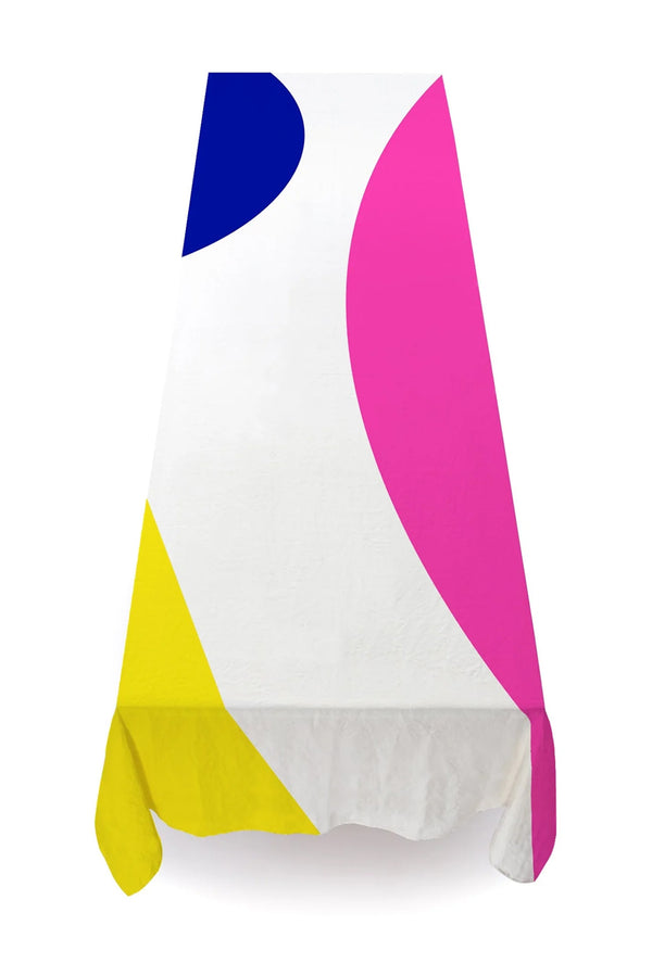summerill & bishop Summerill & Bishop x The River Cafe Linen Tablecloth in Blue Pink & Yellow